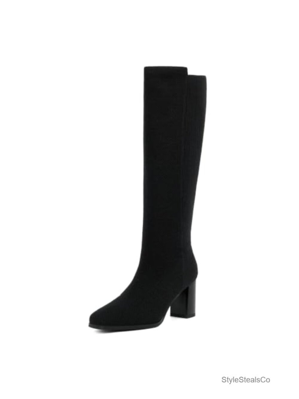 Women's Stretchy Knee High Boots Square Toe Chunky Block Heel